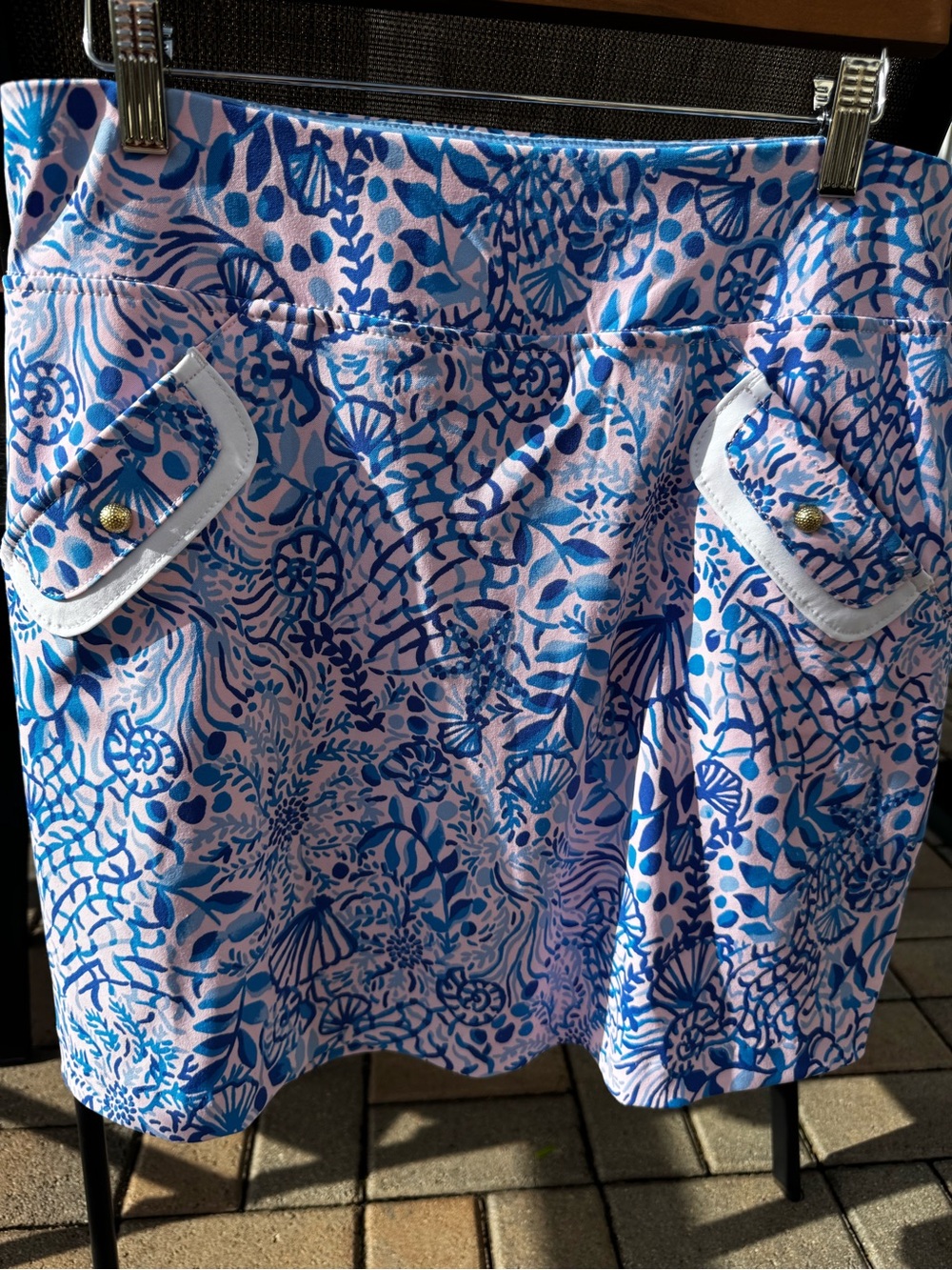 HTF Lilly Pulitzer Blue and Pink Monica skirt Pocket Flaps